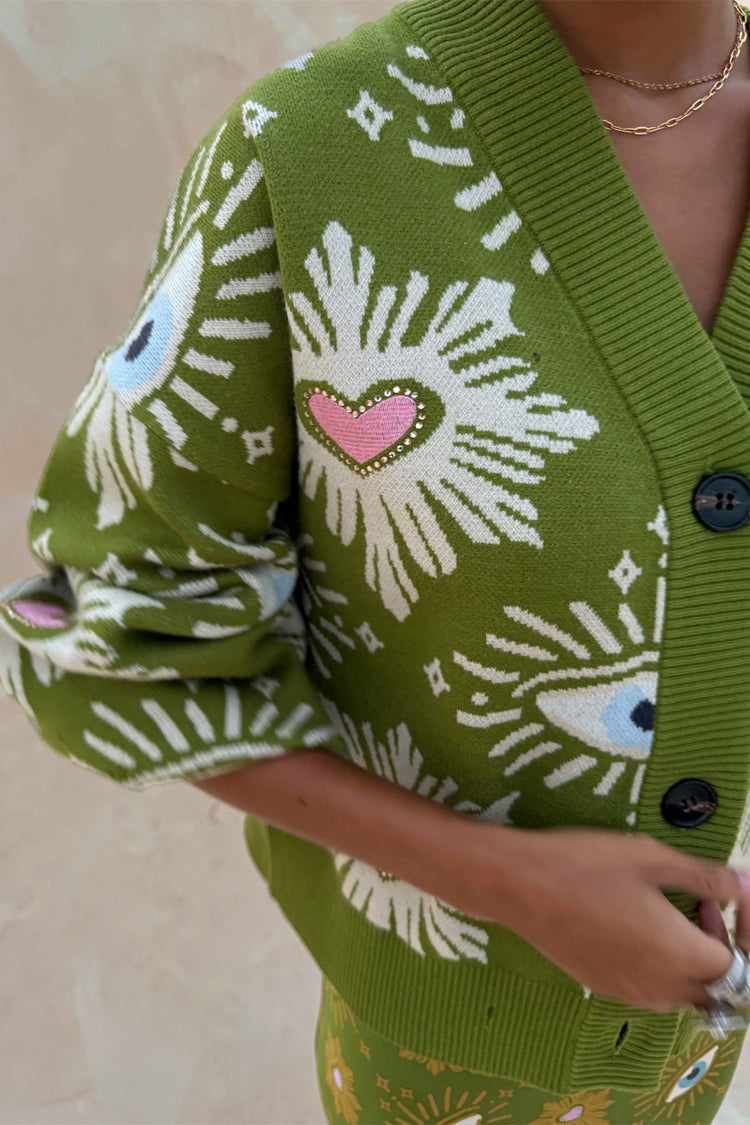 Never Fully Dressed Khaki Eye Cardigan - Knitwear - Never Fully Dressed