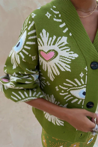Never Fully Dressed Khaki Eye Cardigan - Knitwear - Never Fully Dressed