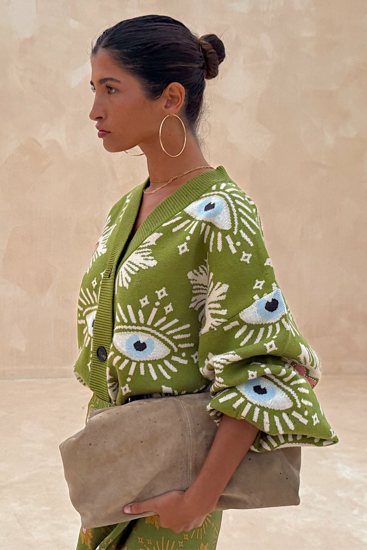 Never Fully Dressed Khaki Eye Cardigan - Knitwear - Never Fully Dressed