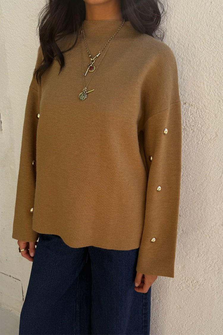 Never Fully Dressed Tan Stud Evie Knit Jumper
