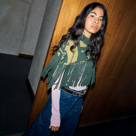 Never Fully Dressed Olive Amara Knit Cape