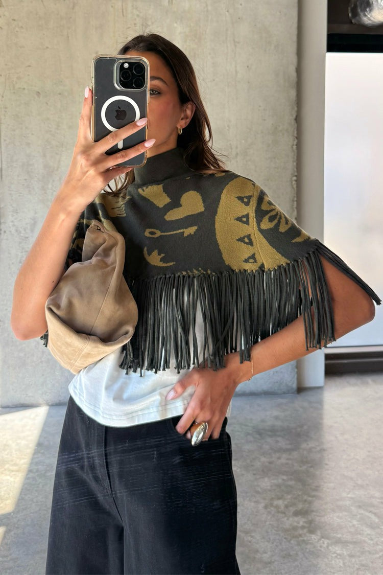 Never Fully Dressed Olive Amara Knit Cape