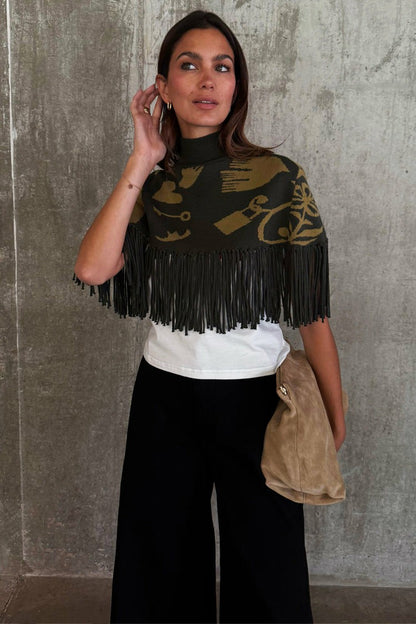 Never Fully Dressed Olive Amara Knit Cape
