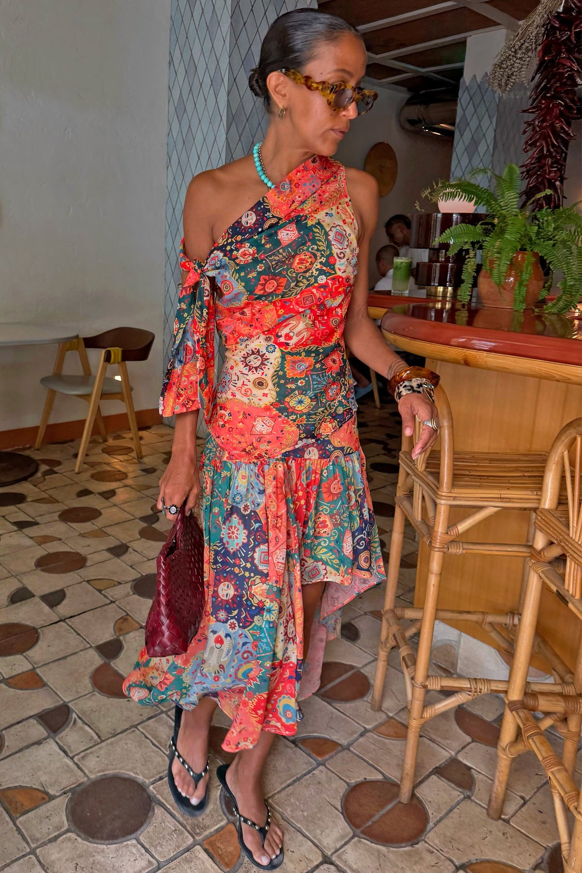 Never Fully Dressed Tapestry Tie Shoulder Top