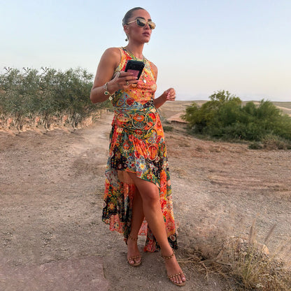 Never Fully Dressed Tapestry Asymmetrical Maxi Skirt