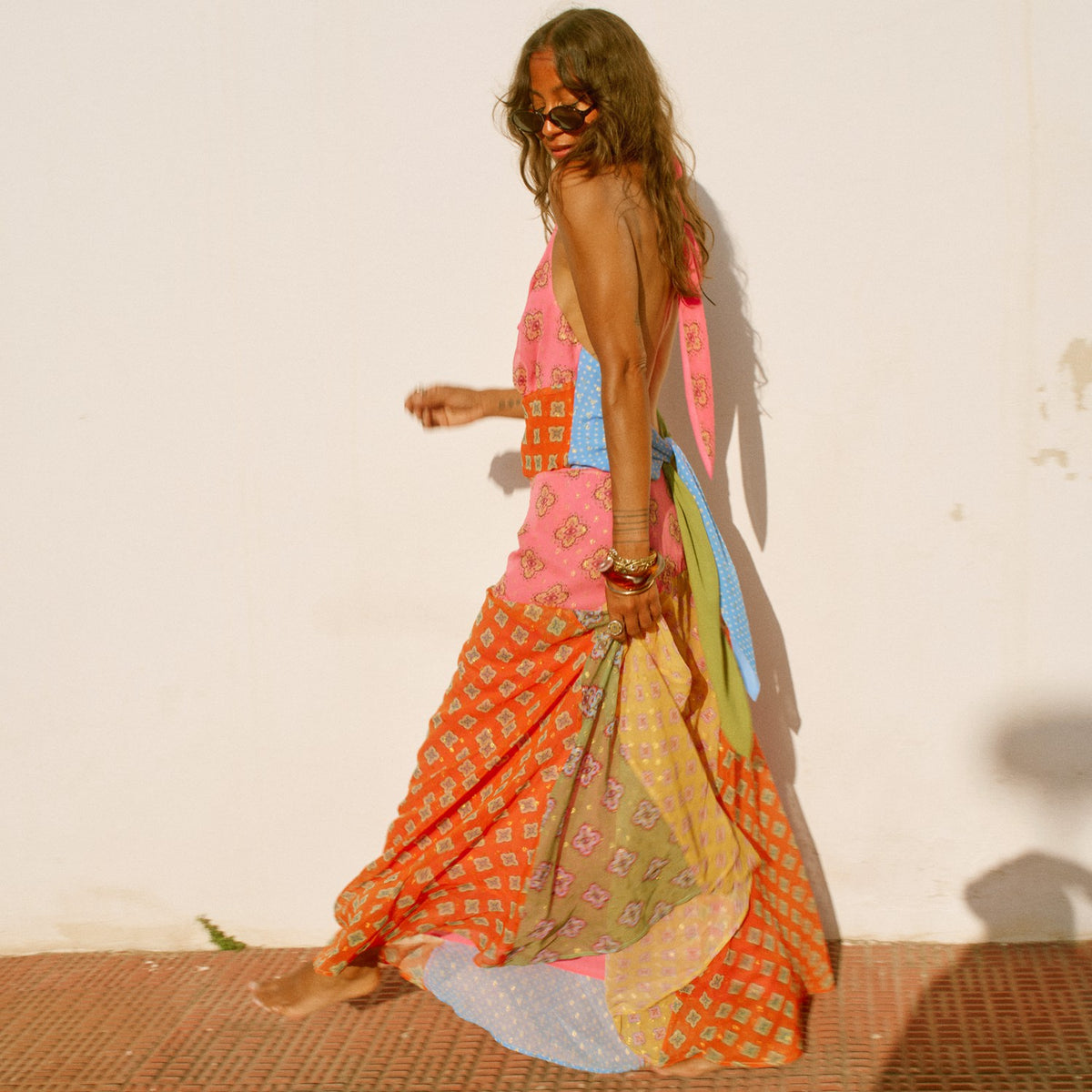 Never Fully Dressed Pink Mix Tile Maxi Skirt