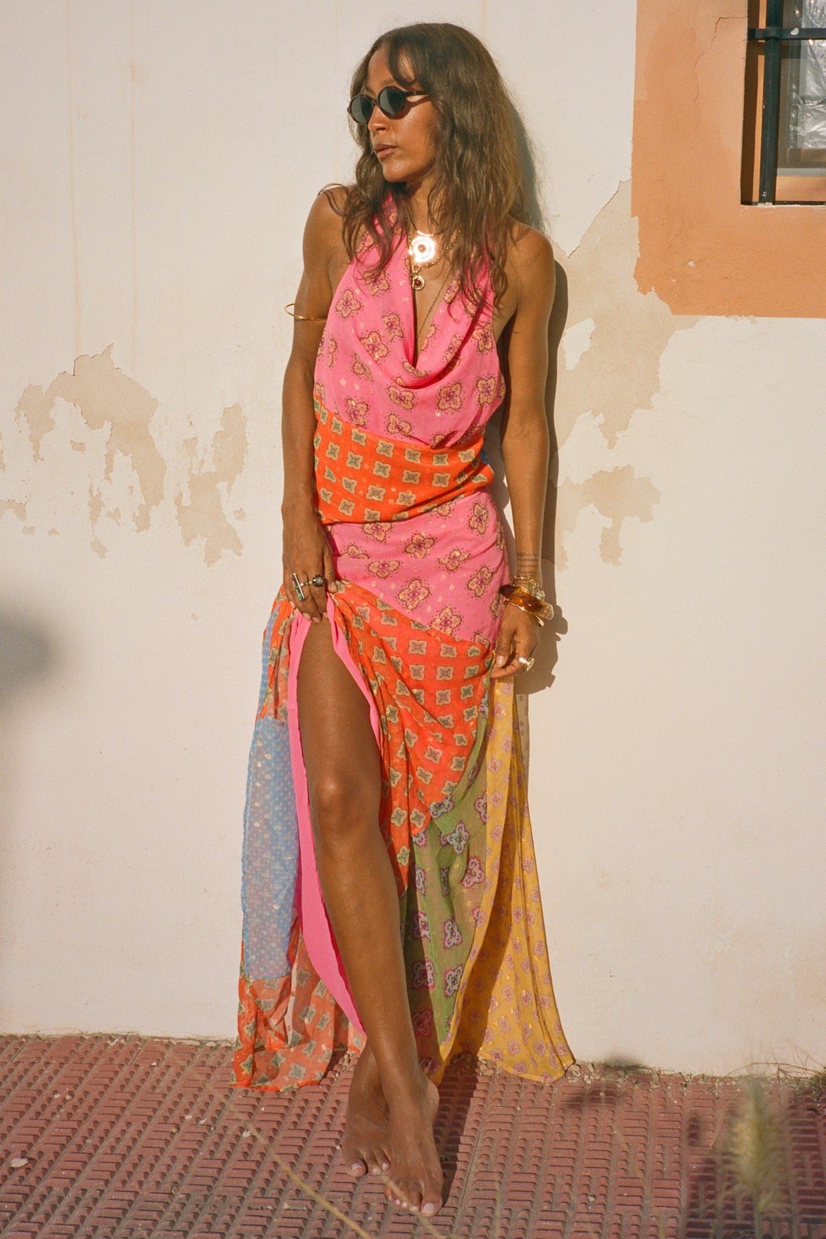 Never Fully Dressed Pink Mix Tile Maxi Skirt