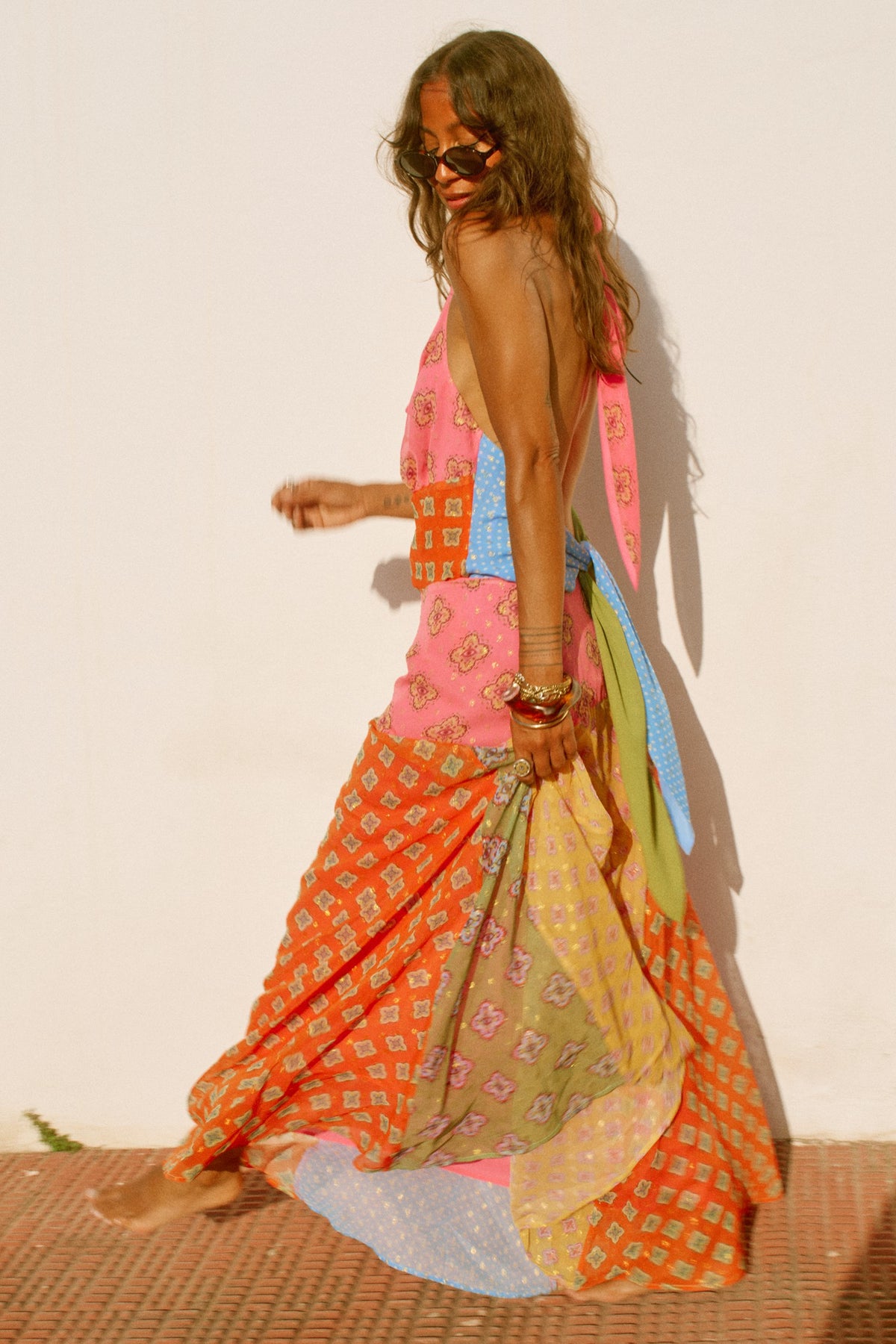 Never Fully Dressed Pink Mix Tile Maxi Skirt