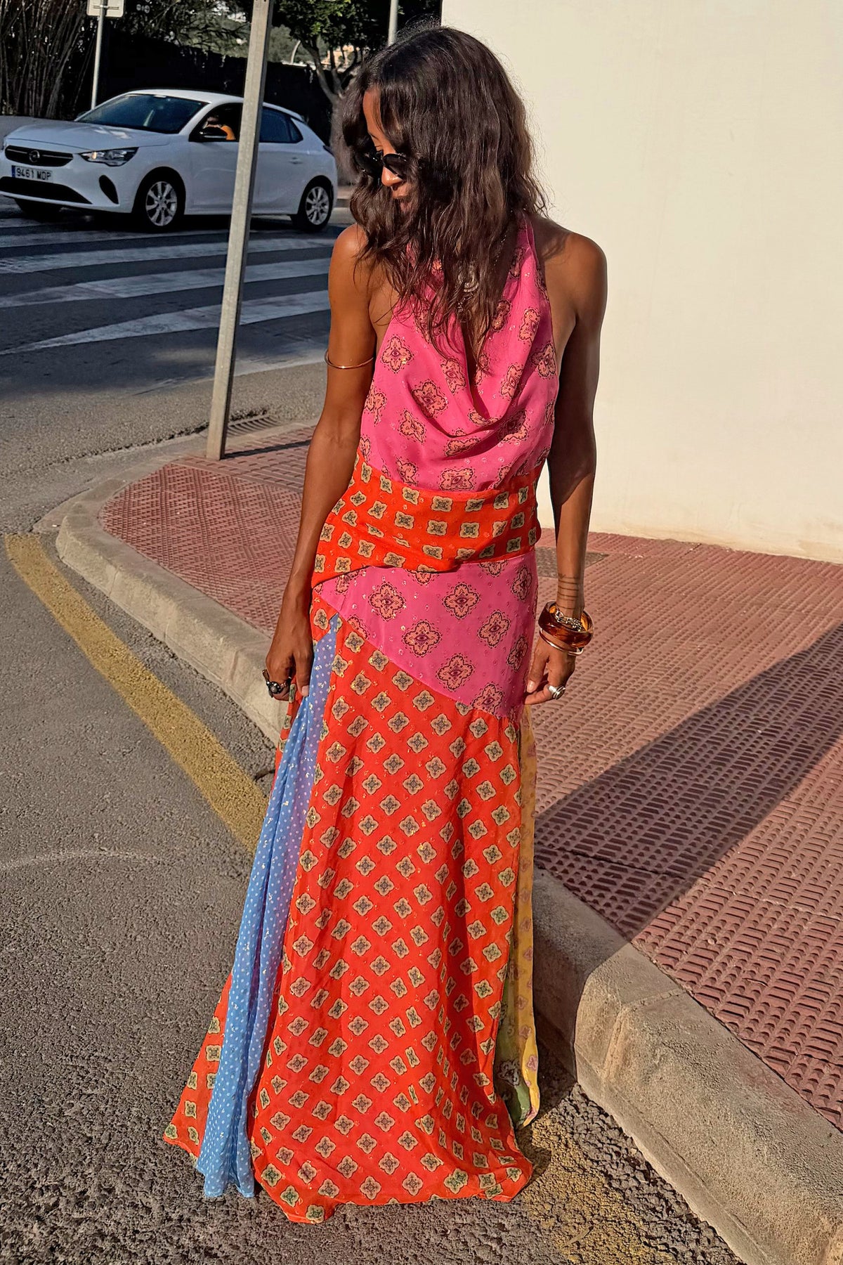 Never Fully Dressed Pink Mix Tile Maxi Skirt