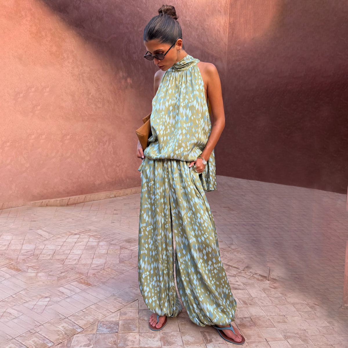 Never Fully Dressed Green Diamond Print Balloon Trouser