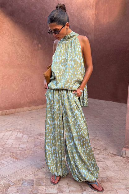 Never Fully Dressed Green Diamond Print Balloon Trouser