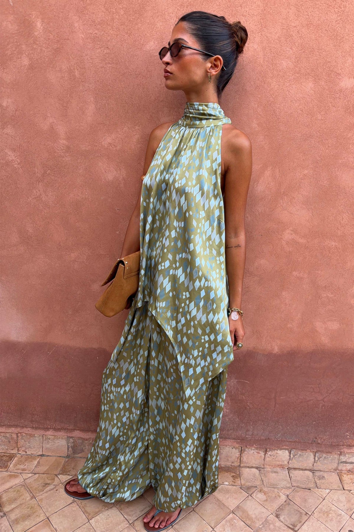 Never Fully Dressed Green Diamond Print Balloon Trouser