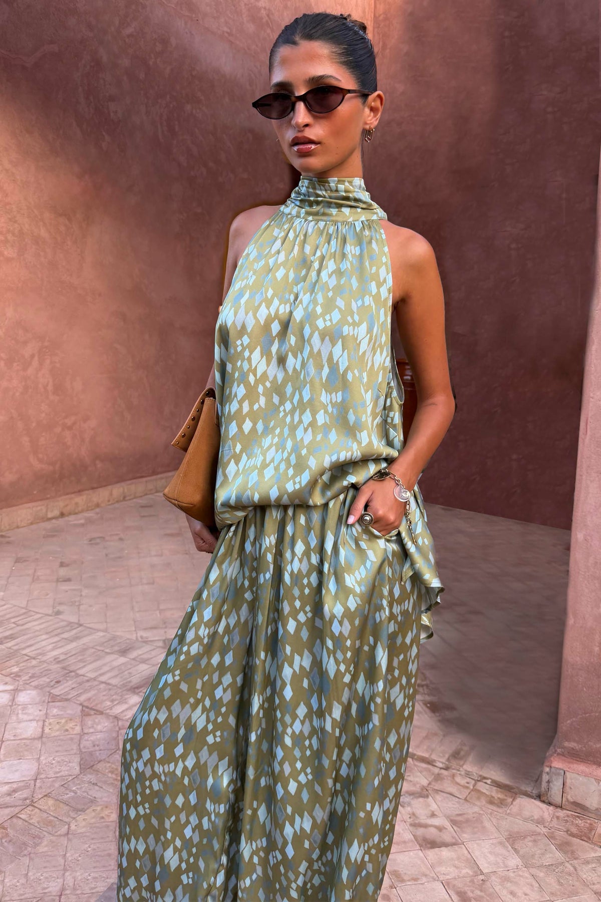 Never Fully Dressed Green Diamond Print Balloon Trouser