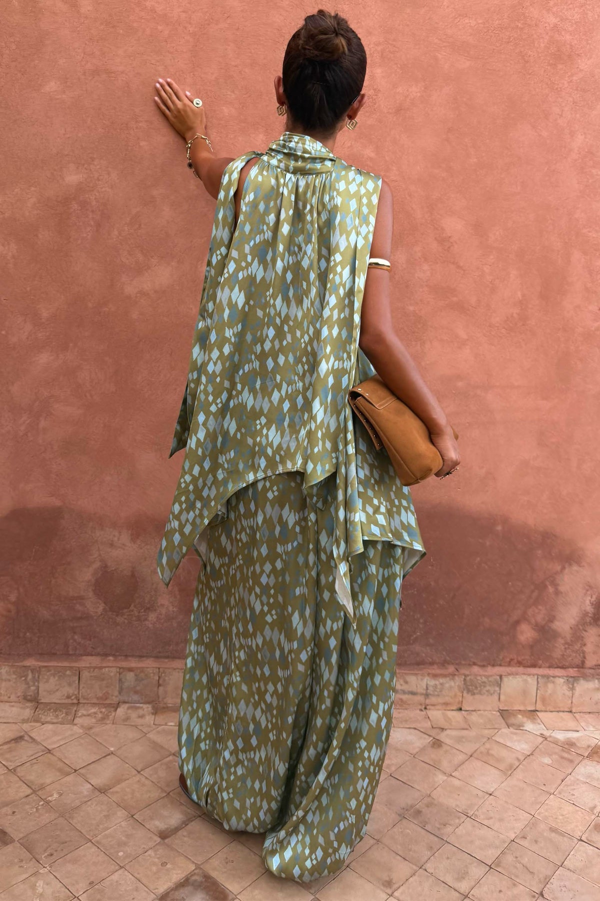 Never Fully Dressed Green Diamond Print Balloon Trouser