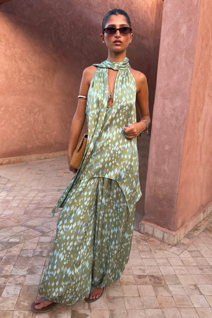 Never Fully Dressed Green Diamond Print Balloon Trouser