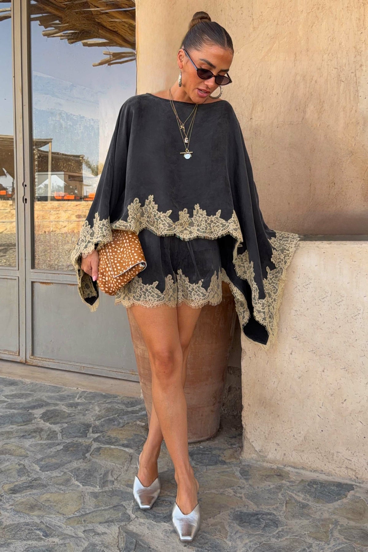 Never Fully Dressed Grey Lace Maeva Shorts