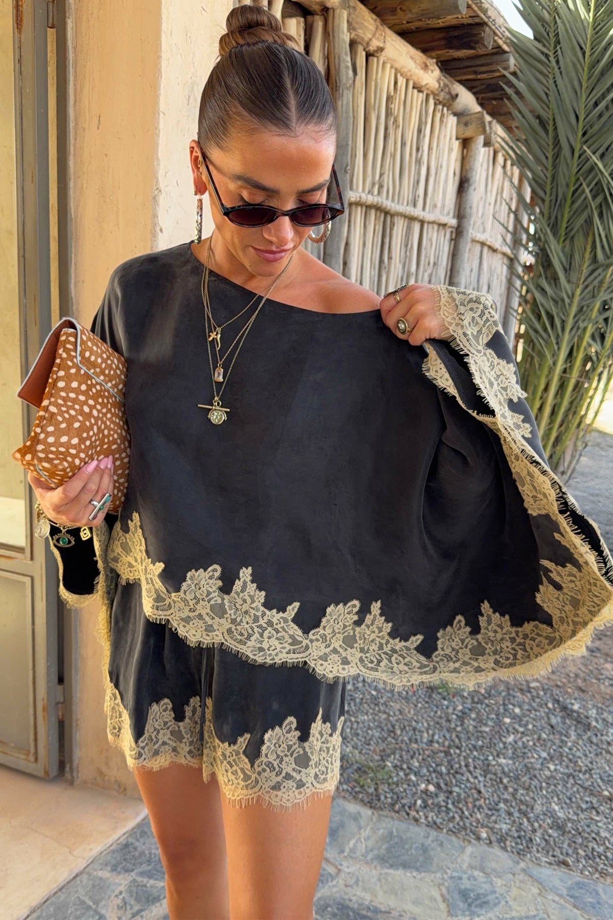 Never Fully Dressed Grey Lace Maeva Shorts
