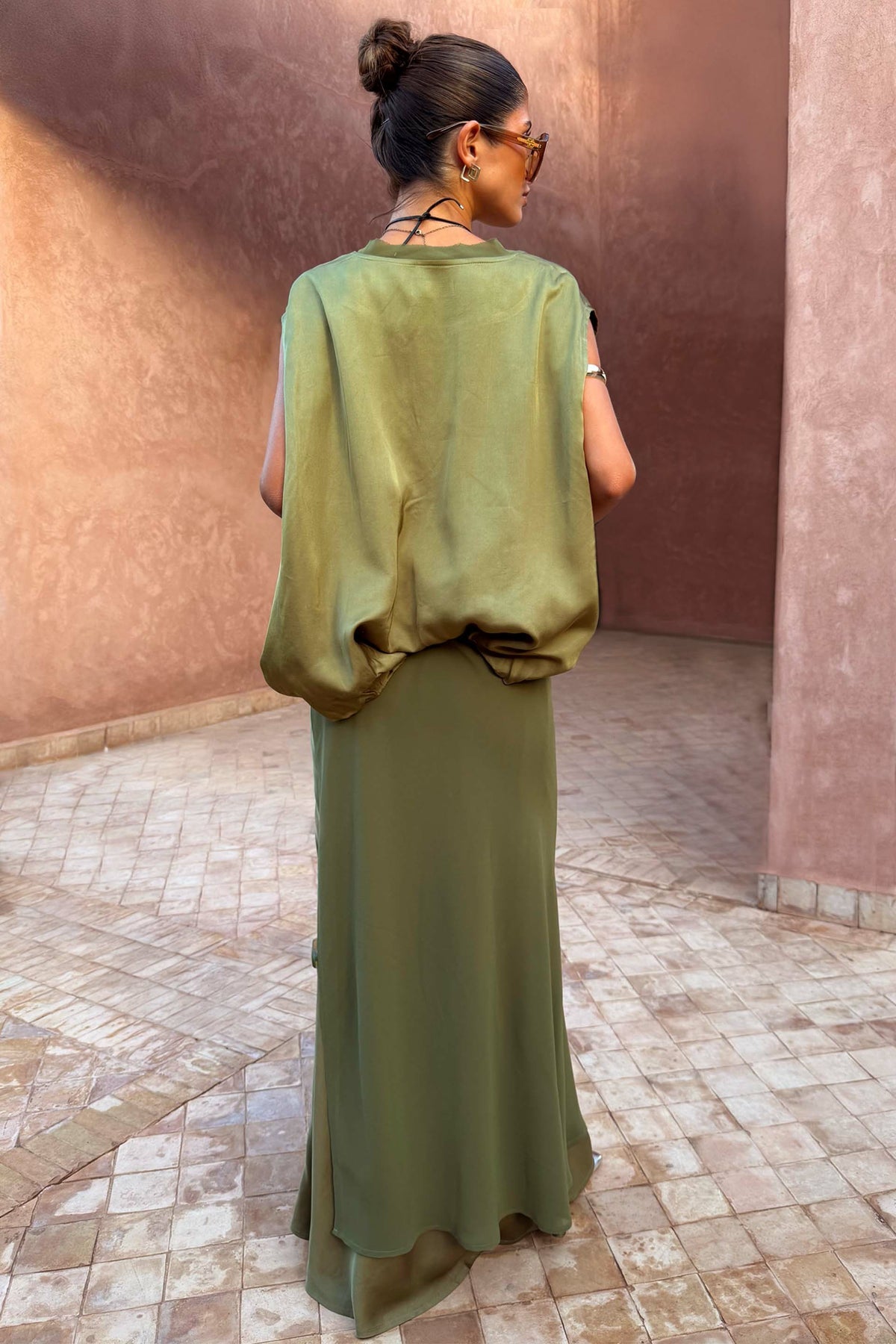 Never Fully Dressed Olive Wrap Jojo Midi Skirt