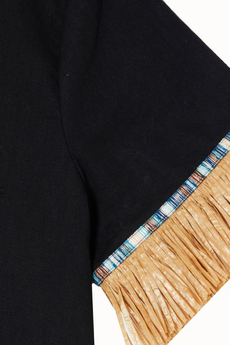 Never Fully Dressed Black Raffia Shirt  UK
