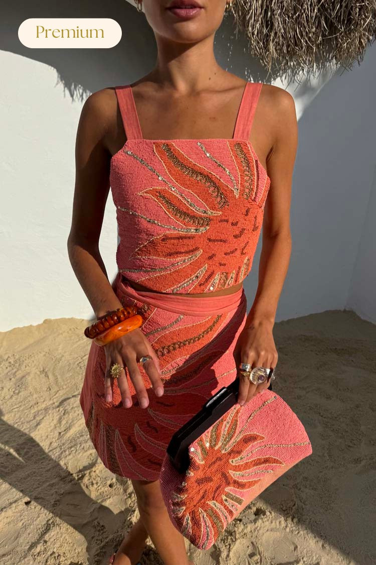 Never Fully Dressed Pink Sol Beaded Top