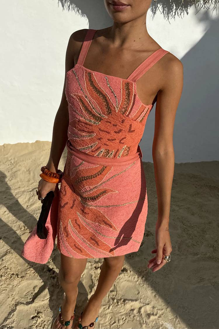 Never Fully Dressed Pink Sol Beaded Top