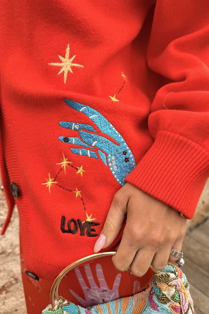 Never Fully Dressed Red Celestial Cardigan