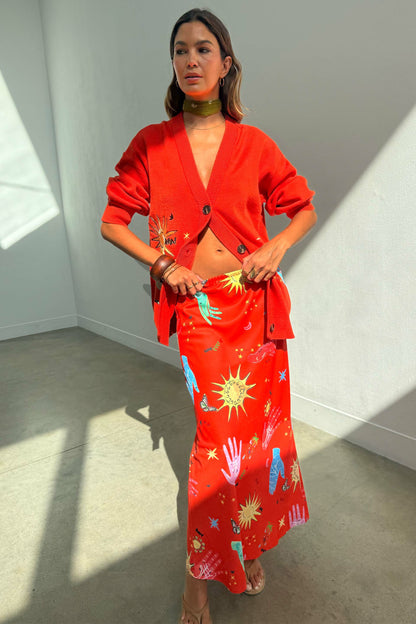 Never Fully Dressed Red Celestial Cardigan