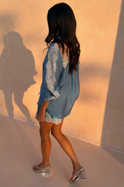 Never Fully Dressed Blue Lace Marley Shirt