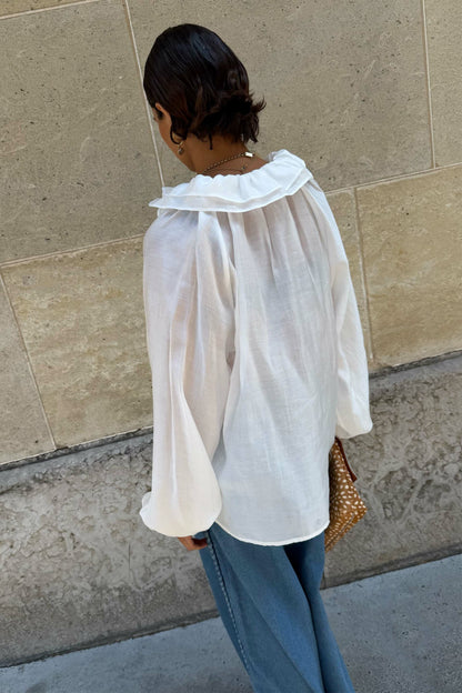 Never Fully Dressed White Ruffle Shirt