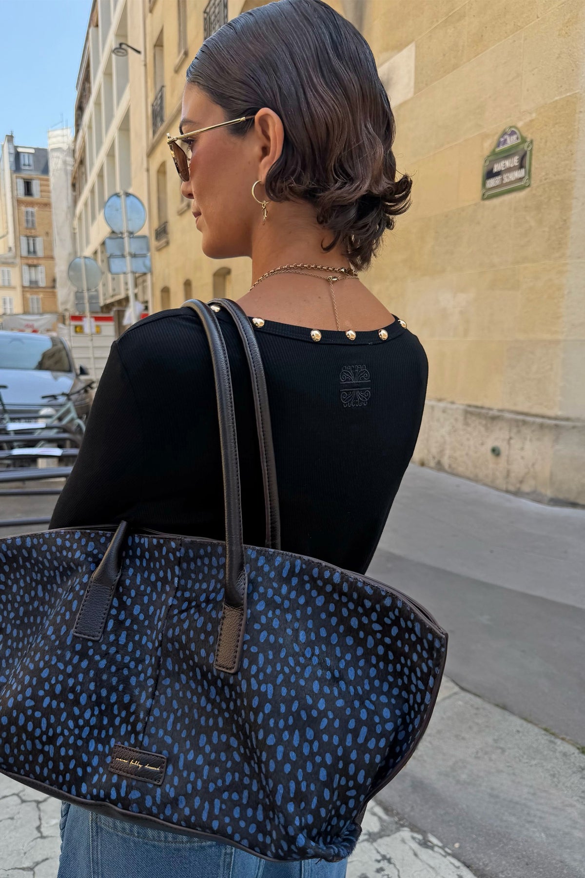 Never Fully Dressed Black Stud Long Sleeve Rib Top