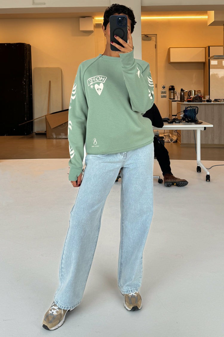 Never Fully Dressed Sage Sundazed Accessible Sweatshirt - NFD x Porto&Bello - Never Fully Dressed