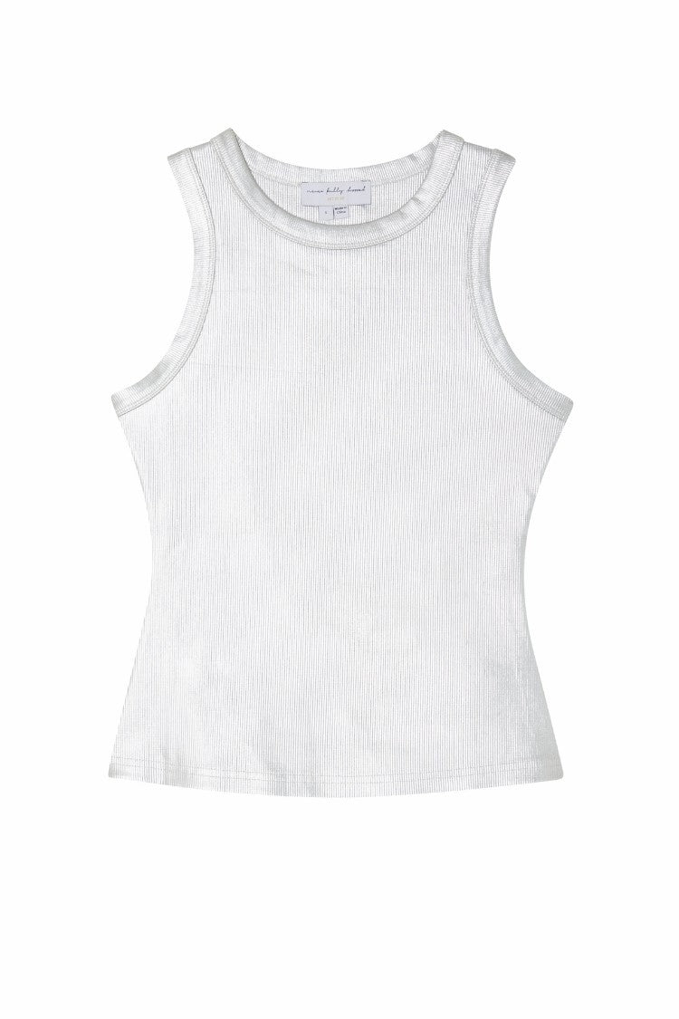 Never Fully Dressed Silver Ribbed Tank Top