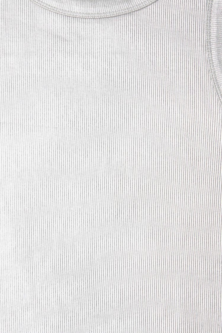 Never Fully Dressed Silver Ribbed Tank Top