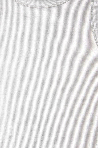 Never Fully Dressed Silver Ribbed Tank Top