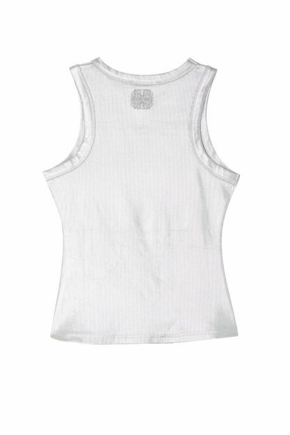 Never Fully Dressed Silver Ribbed Tank Top