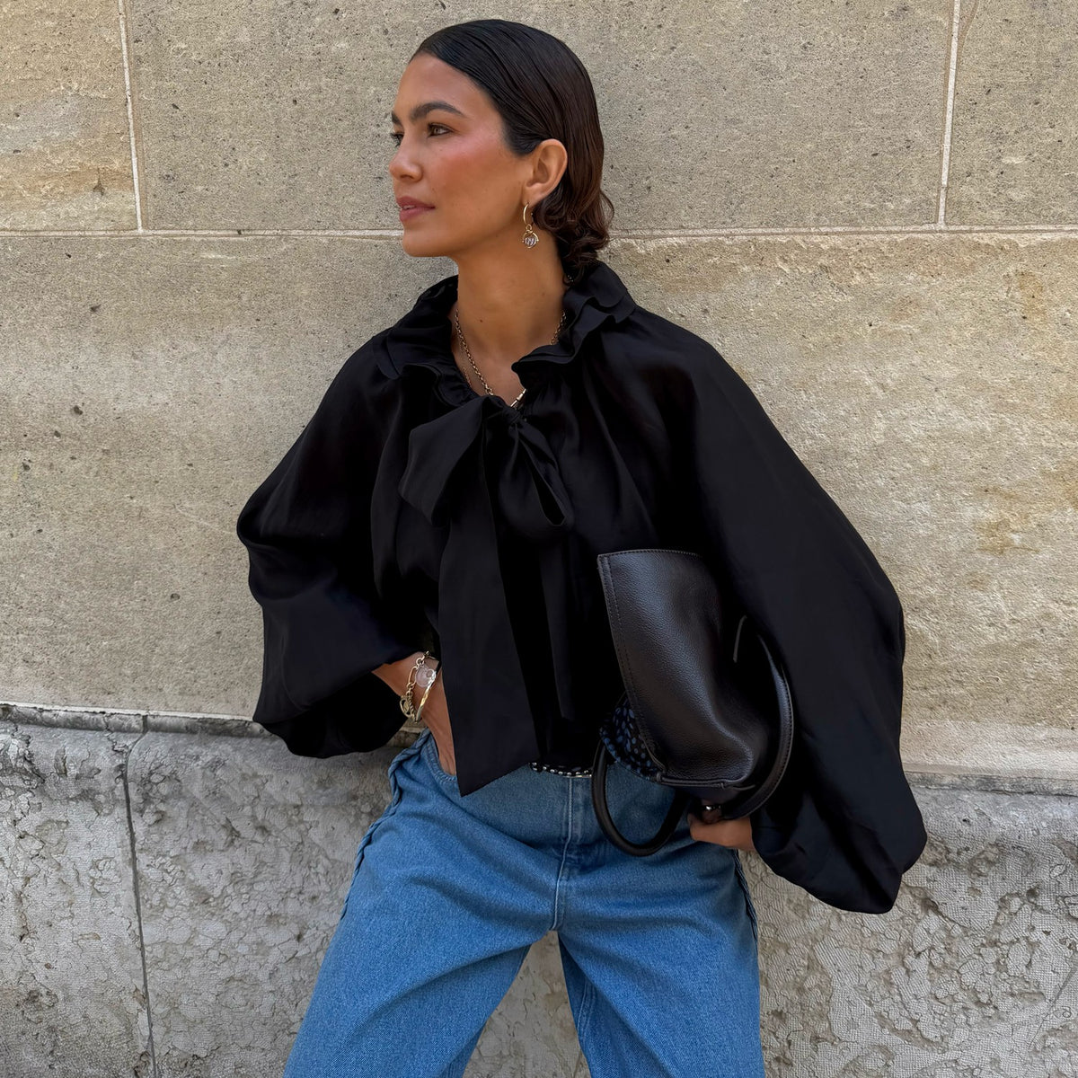 Never Fully Dressed Black Ruffle Shirt