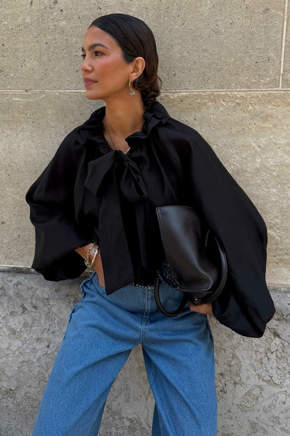 Never Fully Dressed Black Ruffle Shirt