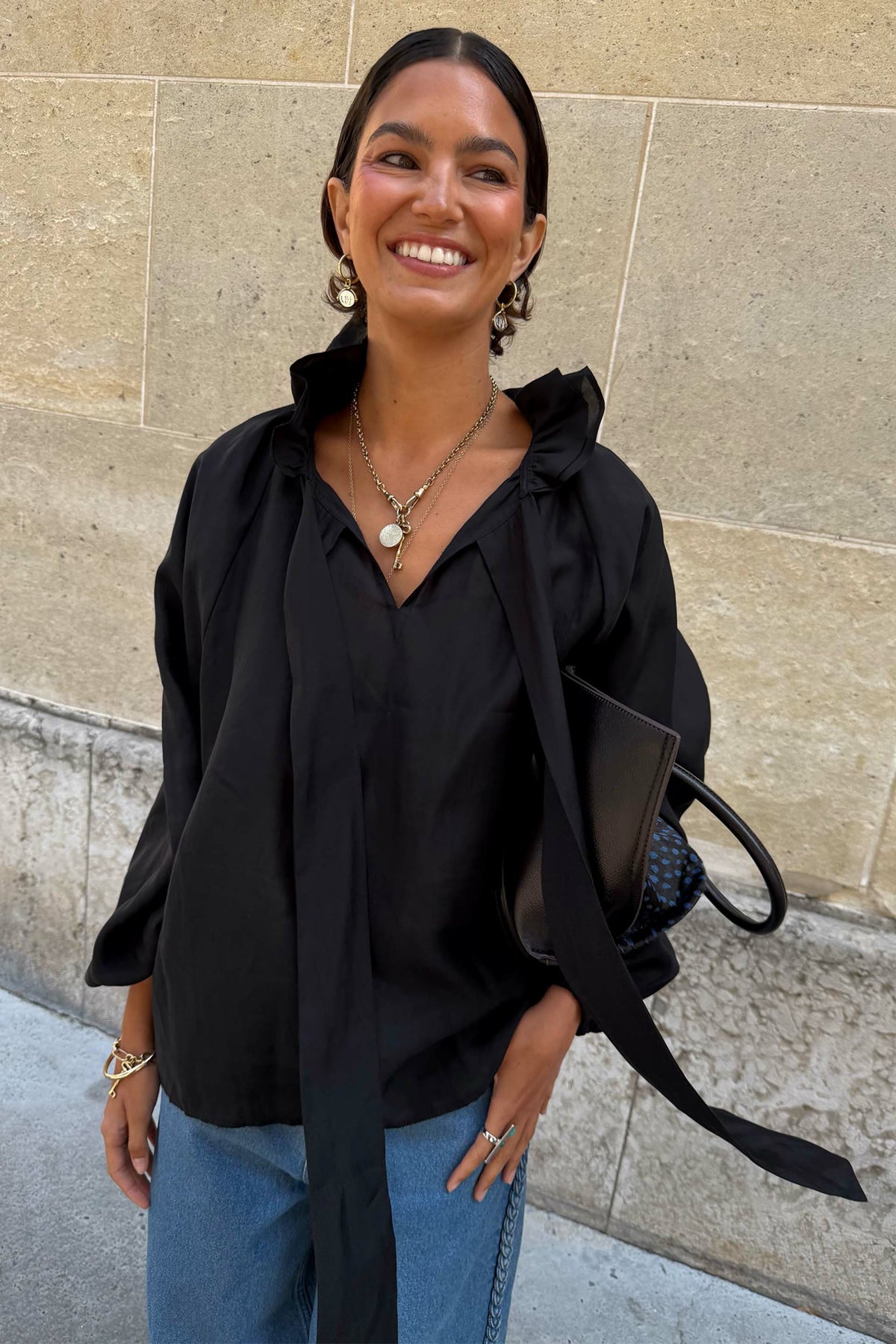 Never Fully Dressed Black Ruffle Shirt