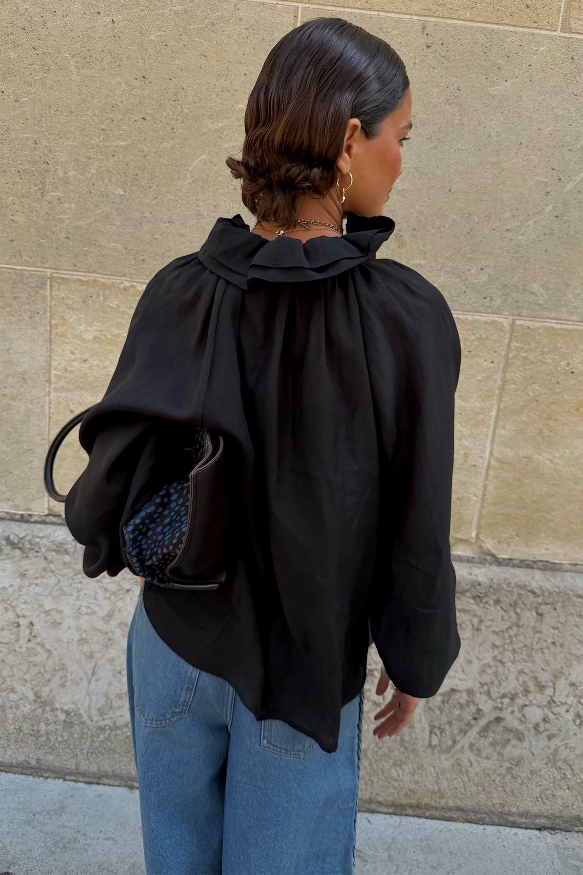 Never Fully Dressed Black Ruffle Shirt