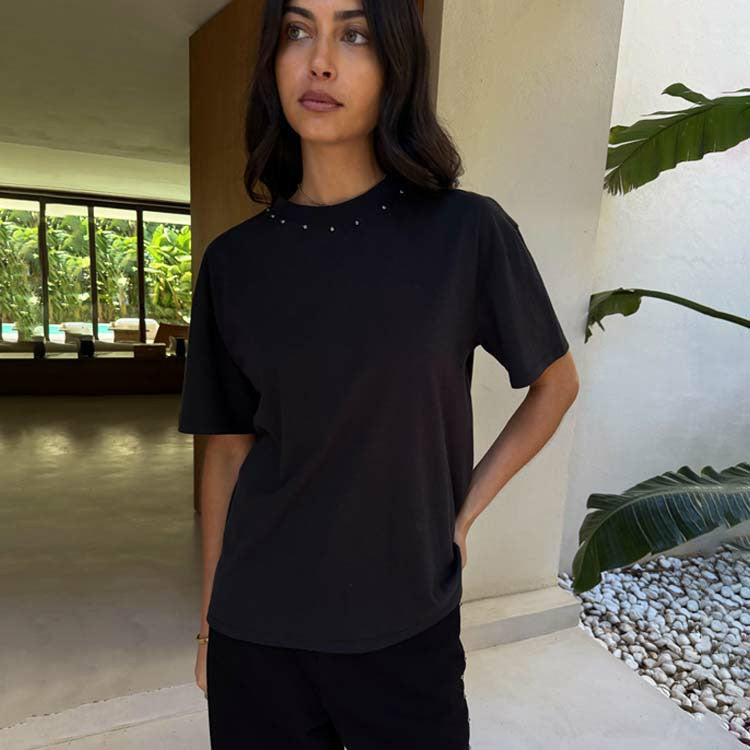 Never Fully Dressed Black Studded T-Shirt