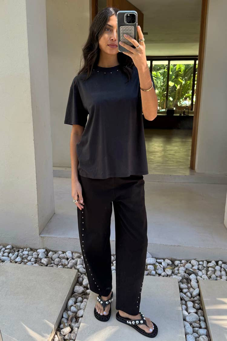 Never Fully Dressed Black Studded T-Shirt