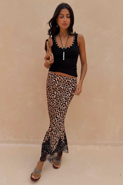 Never Fully Dressed Leopard Midi Maeva Skirt - Never Fully Dressed