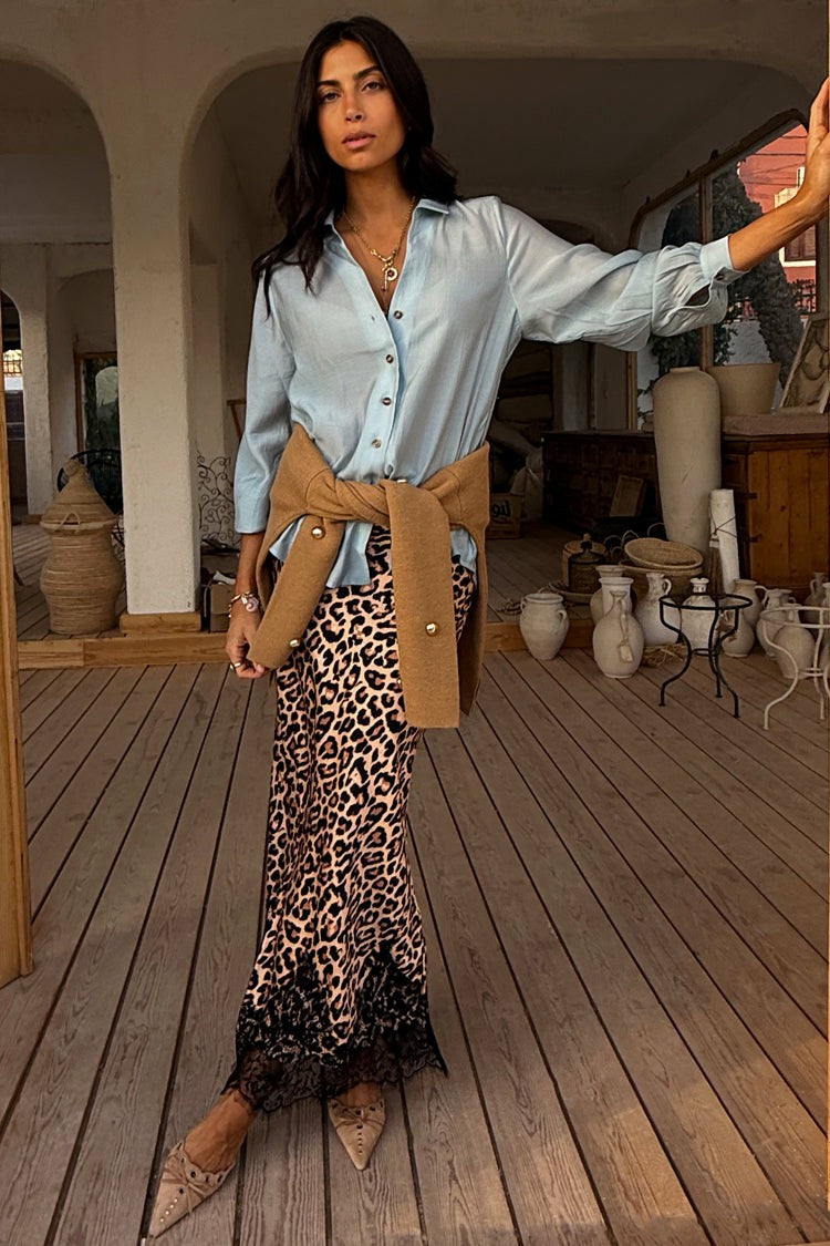 Never Fully Dressed Leopard Midi Maeva Skirt - Never Fully Dressed