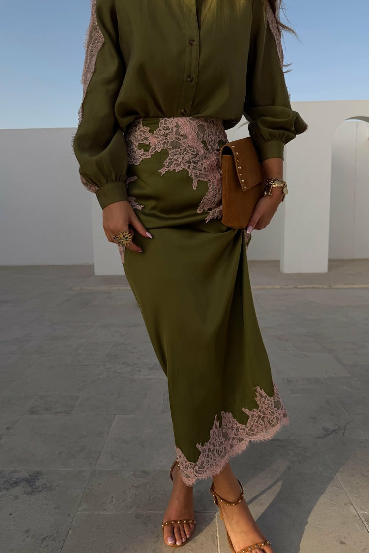 Never Fully Dressed Olive & Pink Lily Skirt