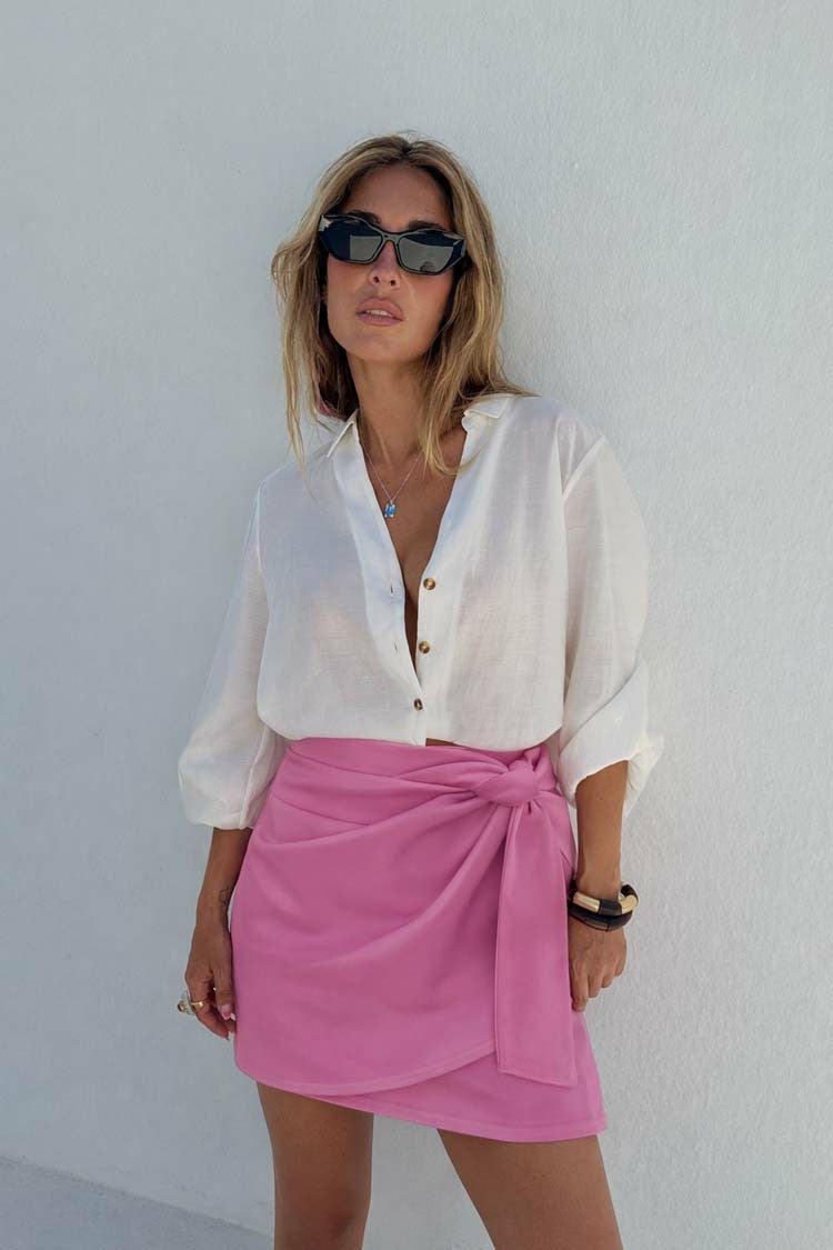 Never Fully Dressed Pink Vegan Leather Mini Jaspre Skirt