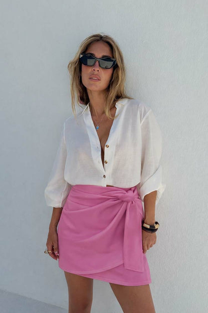 Never Fully Dressed Pink Vegan Leather Mini Jaspre Skirt