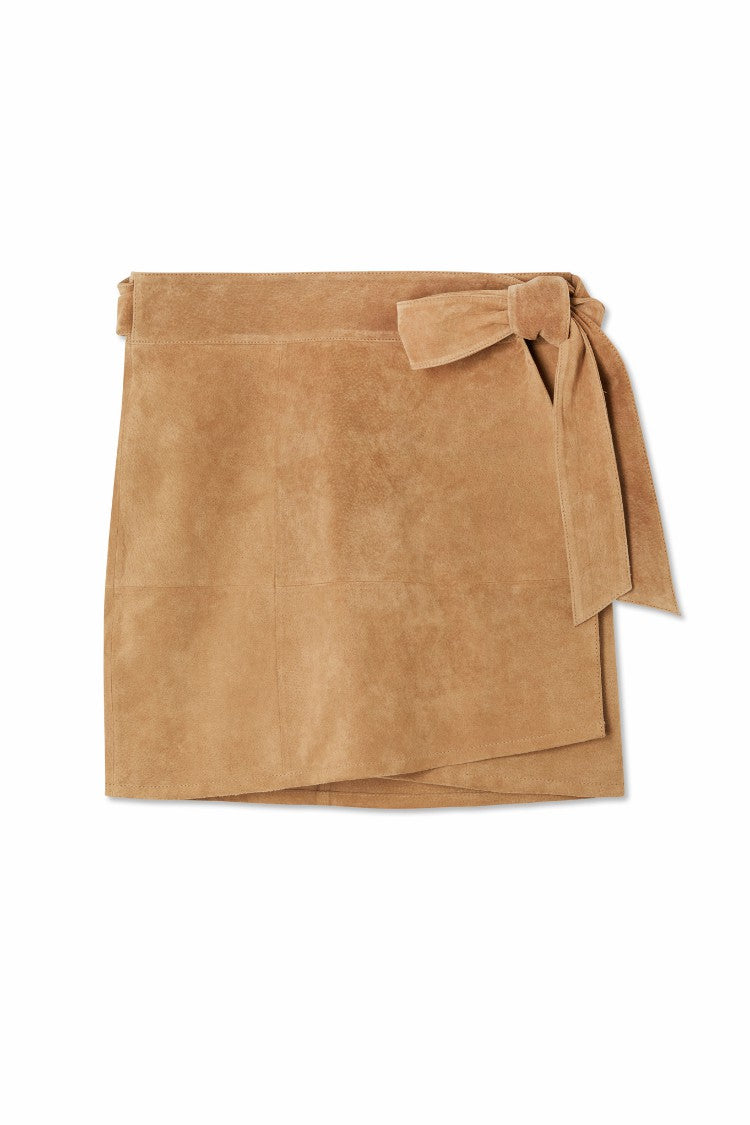 Never Fully Dressed Tan Suede Mini Jaspre Skirt