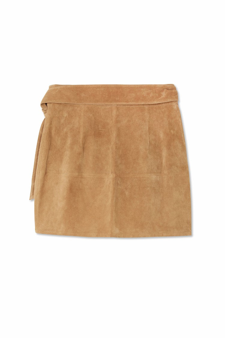 Never Fully Dressed Tan Suede Mini Jaspre Skirt