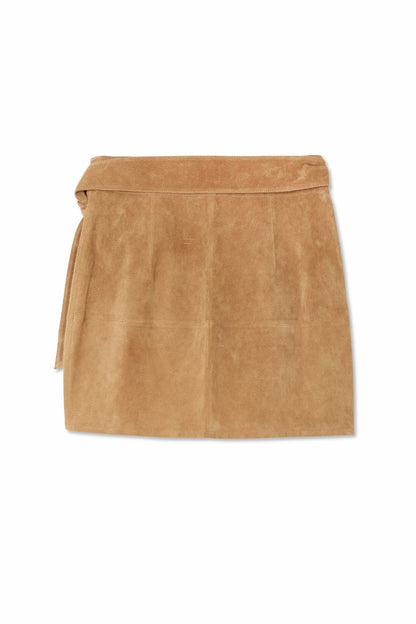 Never Fully Dressed Tan Suede Mini Jaspre Skirt
