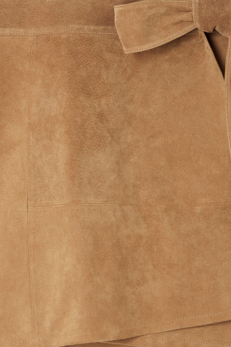 Never Fully Dressed Tan Suede Mini Jaspre Skirt